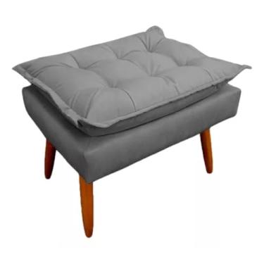 Imagem de Puff Decorativo Luxo para Sala e Recepção – Puff para Descanso dos Pés com Pés Palito e Acabamento Suede (Cinza)