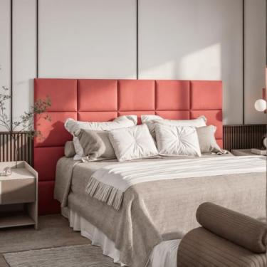 Imagem de Módulos Cabeceira Estofada Adesiva 40x30cm – Para Cama Solteiro, Casal, Queen e King(ROSA,6)