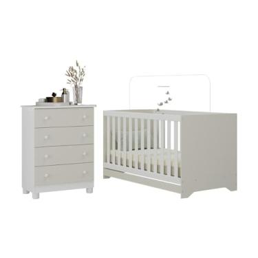Imagem de Berço Americano 3 em 1 com Cômoda 4 Gavetas Allegra Multimóveis Mp4688 Branco/off White