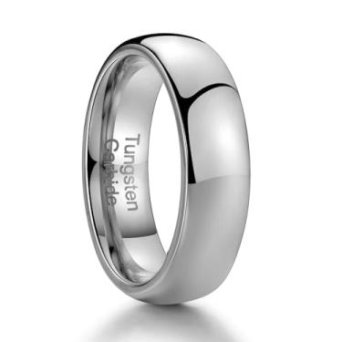 Imagem de Zillaly Anéis de tungstênio masculinos, alianças de casamento masculinas em ouro, preto e prata, tamanhos de 4 mm, 6 mm, 8 mm, alianças de casamento masculinas de tungstênio com ajuste confortável e