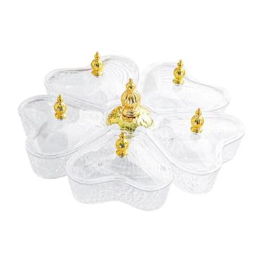 Imagem de YWJLQH Bandeja giratória dividida para servir aperitivos, organizador com 5 compartimentos, ideal para doces, nozes, frutas e outras guloseimas. Perfeita, Coração Puro