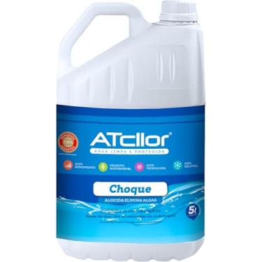 Imagem de AtCllor, Algicida Choque para piscina, Elimina água verde, Líquido, 5 Litros, Azul escuro