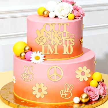 Imagem de CORNER LACE Out Single Digits I'M 10 Cake Toppers, Gold Double Digits 10th Birthday Party Decorations, Gold Mirror Acrylic Ten Years Old Birthday Cake Pick, Dessert Table Decor Party Supply
