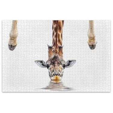 Imagem de Quebra-cabeça engraçado girafa animal 500 peças adultos jogo quebra-cabeça presentes arte quebra-cabeça brinquedo arte jogo arte