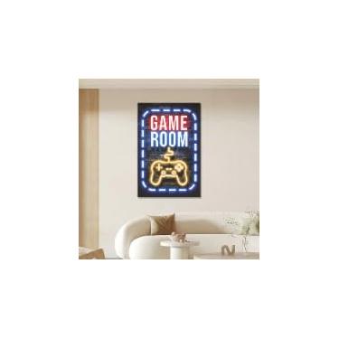 Imagem de 1 peça de arte de parede de sala de jogos estilo neon (sem moldura) design de controle para sala de jogos homem caverna dormitório entretenimento espaço decoração de parede, 30 x 45 cm