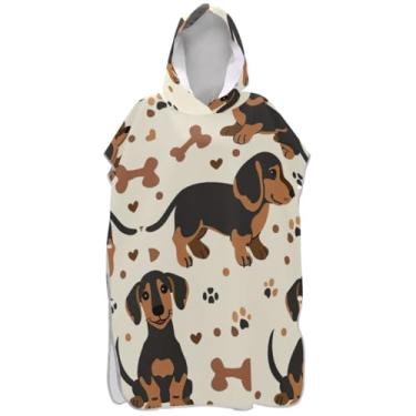 Imagem de Joisal Poncho de surf de secagem rápida para adultos trocador de roupão de banho toalhas com capuz bonitos dachshunds ponchos de praia para homens