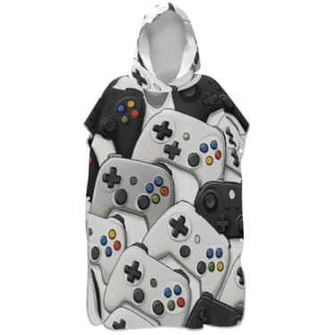 Imagem de Joisal Poncho de surfe para trocador de roupas de banho de praia com capuz absorventes unissex poncho adulto com capuz controlador de jogo