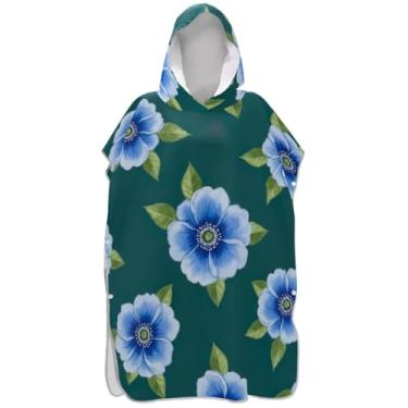 Imagem de Joisal Trocador de poncho de surfe para adultos toalhas de banho com capuz plus size azul flor verde poncho masculino com capuz