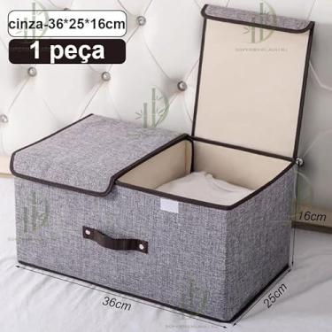 Imagem de Caixa Organizadora com Tampa para Gaveta em TNT – Organizador de Roupas Íntimas Empilhável Multiuso(Capa dupla cinza-1 peça)