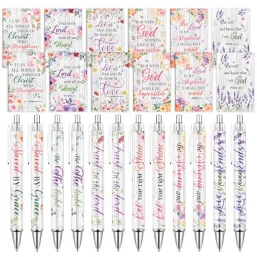 Imagem de Wxiben Presentes cristãos para mulheres e homens – 24 peças de canetas esferográficas com versículo bíblico, flores, inspiradores, presentes religiosos, para mulheres, homens, escola, escritório, sala