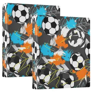 Imagem de Bolas de futebol 3 fichários com 3 anéis para 200 folhas, pastas estéticas para cadernos, fichário redondo, 31,5 x 27 x 6 cm, 1 pacote