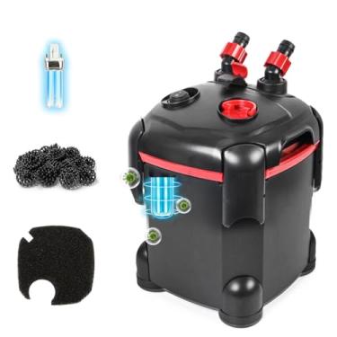 Imagem de PONDFORSE Filtro de recipiente de 172 GPH, filtro externo de aquário ultra-silencioso, máquina de limpeza de circulação de água com mídia para tanques de peixes e aquários de até 30 galões (172 GPH)