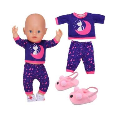 Imagem de Pijamas E Sapatos Para Boneca De 18 Polegadas, Acessórios De Roupas Pa