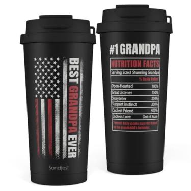 Imagem de Copo de café com tampa 2 em 1 para o avô, presente infantil, 510 g, caneca de viagem isolada Best Grandpa Ever para homens, avós, avós, ideia de presente para aniversário, Natal, Dia dos Pais