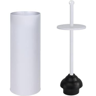 Imagem de Desentupidor de vaso sanitário com suporte para banheiro - limpeza profunda - resistente - ventosa forte e eficiente - essenciais para o lar - suprimentos domésticos, branco fosco