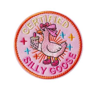 Imagem de Silly Goose Meme Moral Patch engraçado animal bordado gancho e laço crachá para mochila tática colete militar MOLLE Gear Army Bag Cool Pink Design para personalizar roupas, capacetes e acessórios de