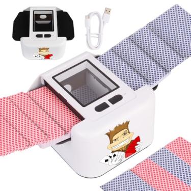 Imagem de Baralhador automático de cartas com 2 baralhos, silencioso, recarregável, embaralhador automático de cartas com um toque, aleatório rápido, máquina de baralhar cartas portátil para UNO Skip-Bo Skyjo