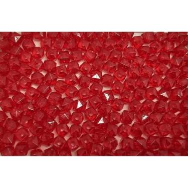 Imagem de Miçanga Cristal Acrílico 8mm Cubo Quadrado 500g Transparente para Artesanato e Bijuteria (Vermelho 018)