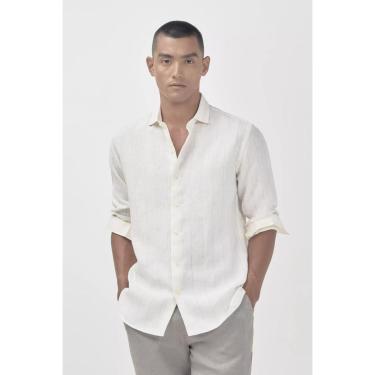 Imagem de Camisa Reserva Roma Linho Branca Listrado-Masculino