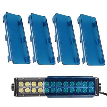 Imagem de Kit de cobertura de lente de barra de luz LED azul de 81 cm - Capas modulares de policarbonato durável de 10 × 20 cm de encaixe para barras de LED off-road retas e curvas de 7,6 cm, à prova de