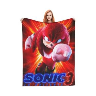 Imagem de Manta Macia E Quente Com Estampa De Sonics, Cobertor Decorativo Para V