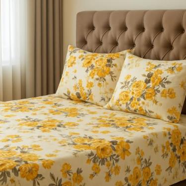 Imagem de Jogo de Lençol Casal 3 Peças 150 Fios Estampado – Lençol com Elástico, Fronhas com Zíper, Cama Box e Padrão (Modelo - 3)