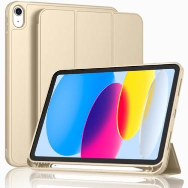 Imagem de ToaPoia Capa para iPad (A16) 11 polegadas 2025/iPad 10ª geração 10,9 polegadas 2022, capa protetora fina com suporte de três dobras com suporte para lápis e parte traseira de TPU macio, suporta