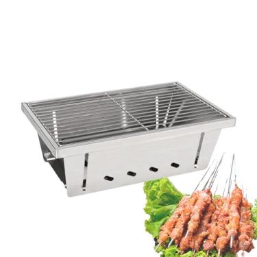 Imagem de Churrasqueira a Carvão - Equipamento de Cozinha em Aço Inoxidável Dobrável | Grelha de Churrasco a Carvão,Para Caminhadas Jardim Quintal Pátio Viagens Piqueniques Festas E Fogueiras