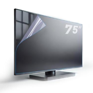 Imagem de TYRHMY Protetor de tela de TV antirreflexo de 75 polegadas antirreflexo para filtro de luz azul de TV, acabamento fosco para redução de brilho, controle de reflexão e otimização do brilho em telas de