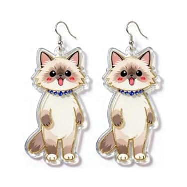Imagem de OSCCI Adoráveis brincos em forma de gato – design animal acrílico com ganchos de liga durável, brincos hipoalergênicos modernos para mulheres e amantes de animais de estimação, Acrílico, Sem pedra