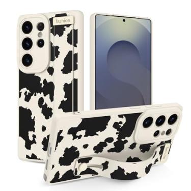 Imagem de Jefonha Capa para Samsung Galaxy S25 Ultra 6,9 polegadas lançado em 2025, capa de silicone com alça para mulheres e meninas, capa protetora com suporte ajustável para S25 Ultra, vaca leiteira