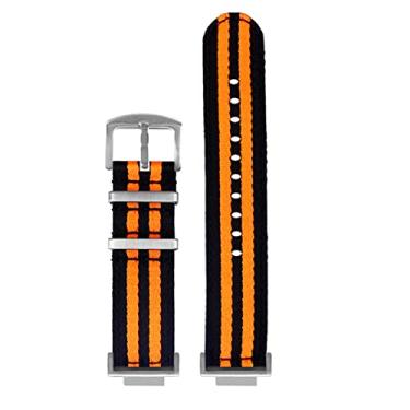 Imagem de EZZON Pulseira masculina modificada de lona de nylon GA110/100/120 GM/GA2100 DW-5600 GW-B5600 GW-M5610 DIY (preto laranja prata)