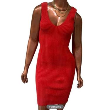 Imagem de Vestido Regata Midi Decote V Canelado Tricot - FIORELLA TRICOT, Preto