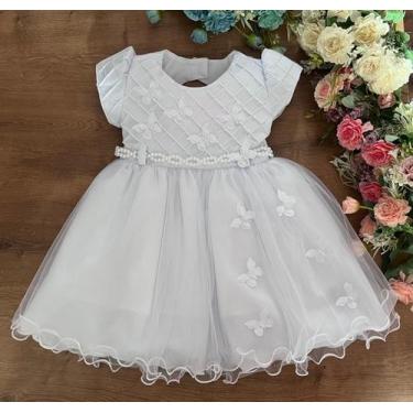 Imagem de Vestido festa infantil branco daminha luxo princesa batizado - Luxo Ki