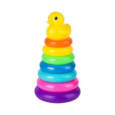 Imagem de Brinquedo Interativo De Círculos Empilháveis Em Forma De Pato Amarelo,