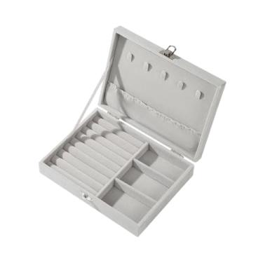 Imagem de oshhni Organizador de Joias em Veludo, Caixa para Anéis e Pulseiras, Estojo Elegante e Portátil para Exibição de Joias, Ideal para Brincos Pulseiras, Cinza