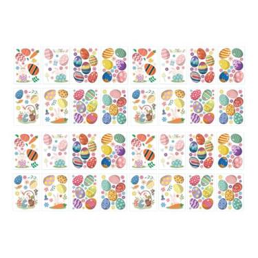 Imagem de Nishiyuenyi Conjunto de 32 adesivos de Páscoa para decoração de Páscoa, enfeites fofos e autoadesivos para janelas, ideais para escritório, casa, laptop e