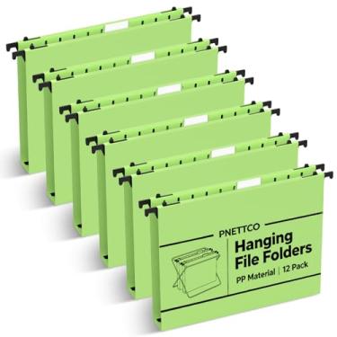 Imagem de Pasta de arquivo de plástico com capacidade extra, pacote com 12 pastas suspensas reforçadas, tamanho carta, pastas de armário de expansão de 2,5 cm, para arquivos em massa, gráficos médicos, verde