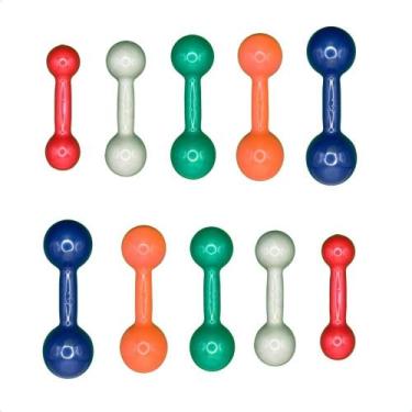 Imagem de Kit de Halteres Revestidos Em PVC - Pares de 1,2,3,4 e 5 Kg - RLM STOR