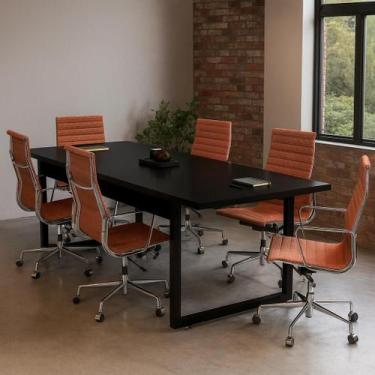 Imagem de Mesa de Reunião 190x80cm com Pé de Ferro Ideal para Escritórios Salas 