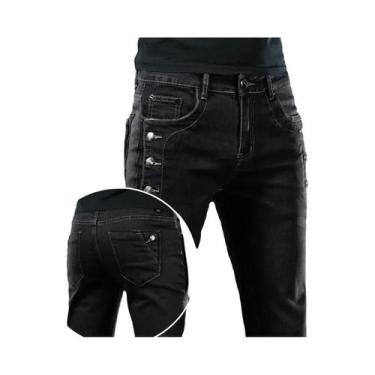Imagem de Calças Jeans Slim Fit Masculinas Em Algodão Stretch, Tendência 2024, C