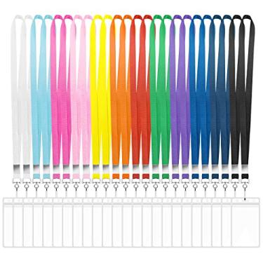 Imagem de Pacote com 24 cordões para crachás de identificação, cordão de cruzeiro para cartões de navio com porta-crachá à prova d'água Cruise Essentials 2025 (colorido)