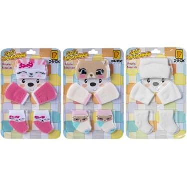 Imagem de 3 Kit Toucas Meias Luvas Confortável Para Bebês Menina Recém Nascido -