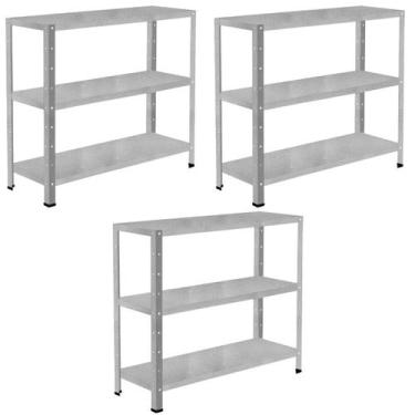 Imagem de 3 Estantes De Aço Para Escritório Estoque Loja Quarto Almoxarifado 3 P