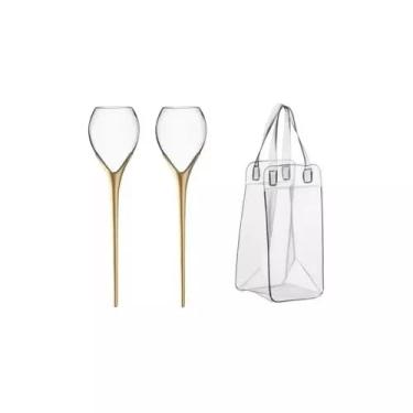 Imagem de Kit 2 Taças de Drink/Vinho com Haste + Bolsa para Gelo – Prático para Praia, Piqueniques e Brindes ao Ar Livre em Casa (Dourada)