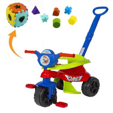 Imagem de Triciclo Infantil Passeio Patrulha C/ Cubo Canina Empurrador - Kendy B