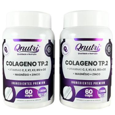 Imagem de Kit 2x Colágeno Tipo 2 e Tipo 1 60 Cápsulas UC II vitaminas C D3 K1 K2 E B12 magnésio zinco fibras Qnutri
