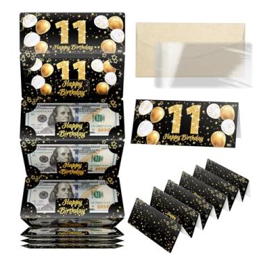 Imagem de ysmile Envelope com porta-dinheiro de 11º aniversário para presente em dinheiro com cartão comemorativo para meninos, meninas, mulheres, homens, caixa surpresa com saco plástico transparente