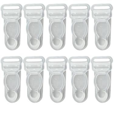 Imagem de BFLCTTBD 10 peças de 12 mm clipes de substituição para cinto liga, ganchos de plástico com alça de liga, clipes suspensórios, clipe pequeno para costura transparente