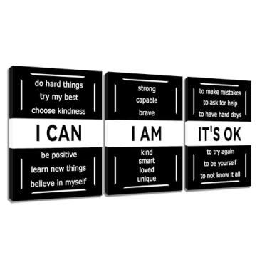Imagem de Arte motivacional de parede em tela 3 painéis motivacional escritório pôster decoração citações positivas pintura de imagem moderna inspiradora para casa, quarto, academia, sala de aula, esticada e